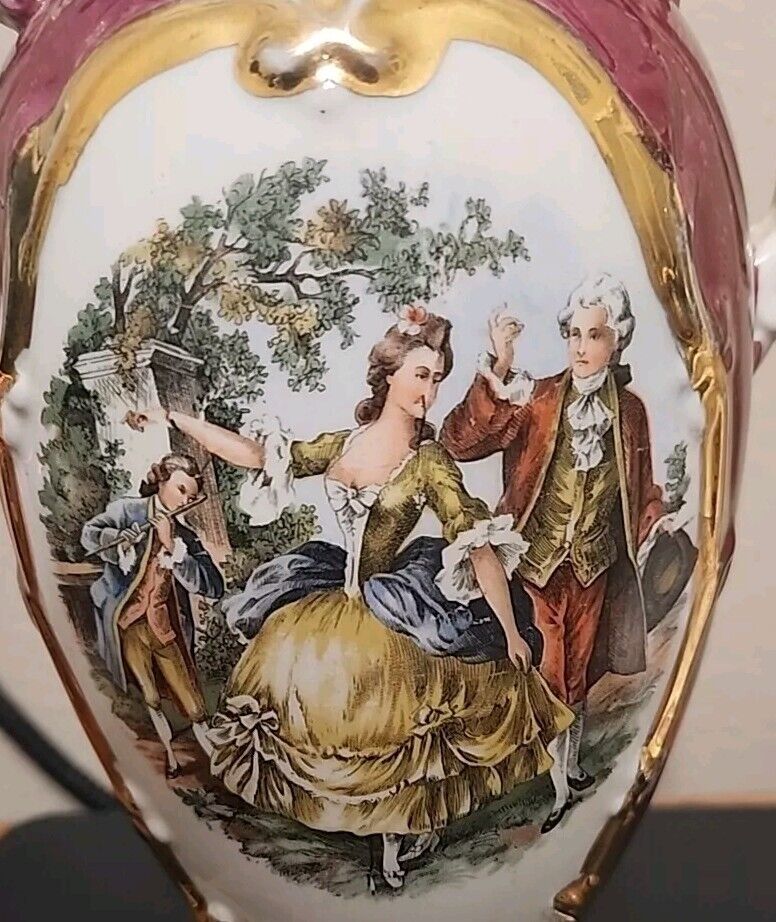 Table Lamp Victorian Colonial Couple George & Martha Porcelain 