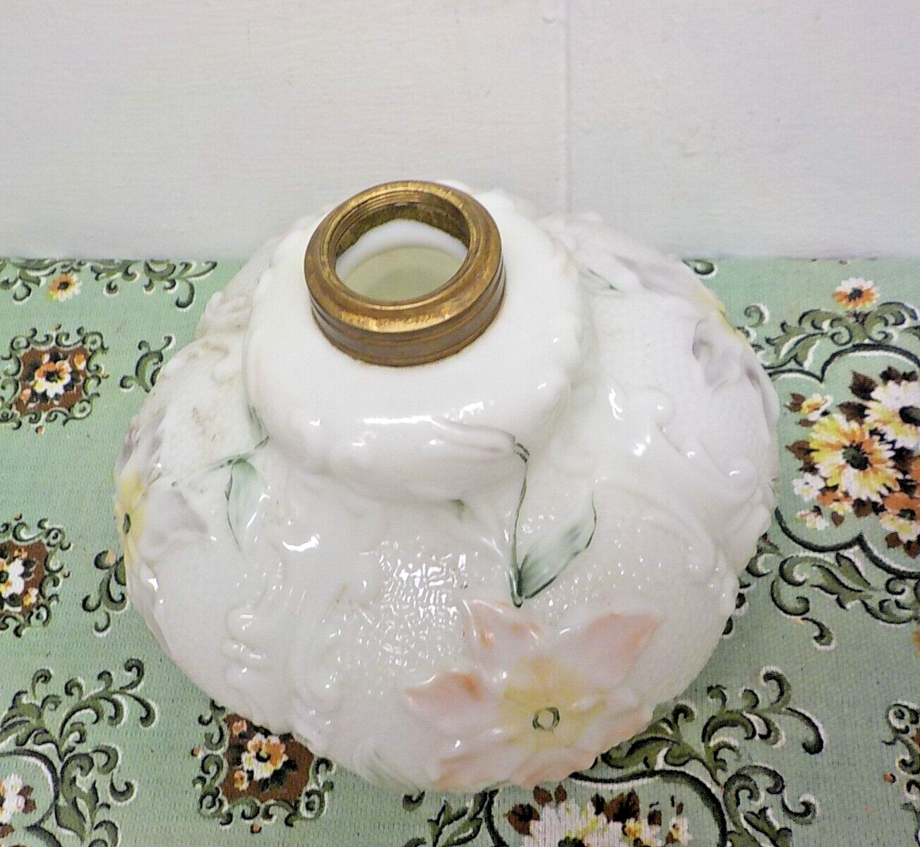 2 Vintage Matching  Glass Porcelain OIL LAMPS 1 Needs A Burner