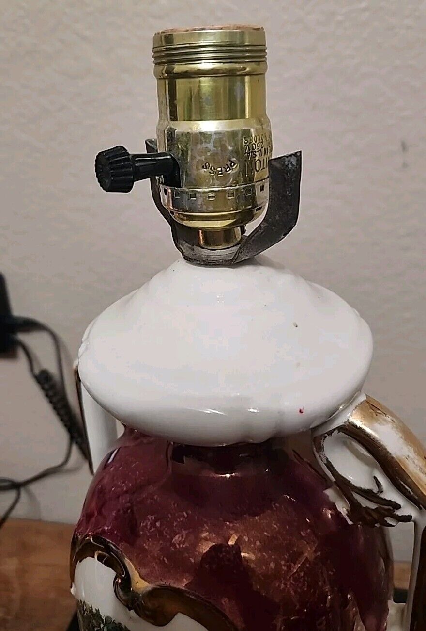 Table Lamp Victorian Colonial Couple George & Martha Porcelain 