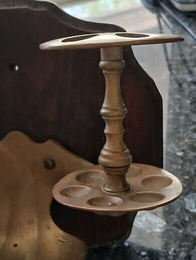 Antique brass bathroom toothbrush, soap and cup holder circa 1900