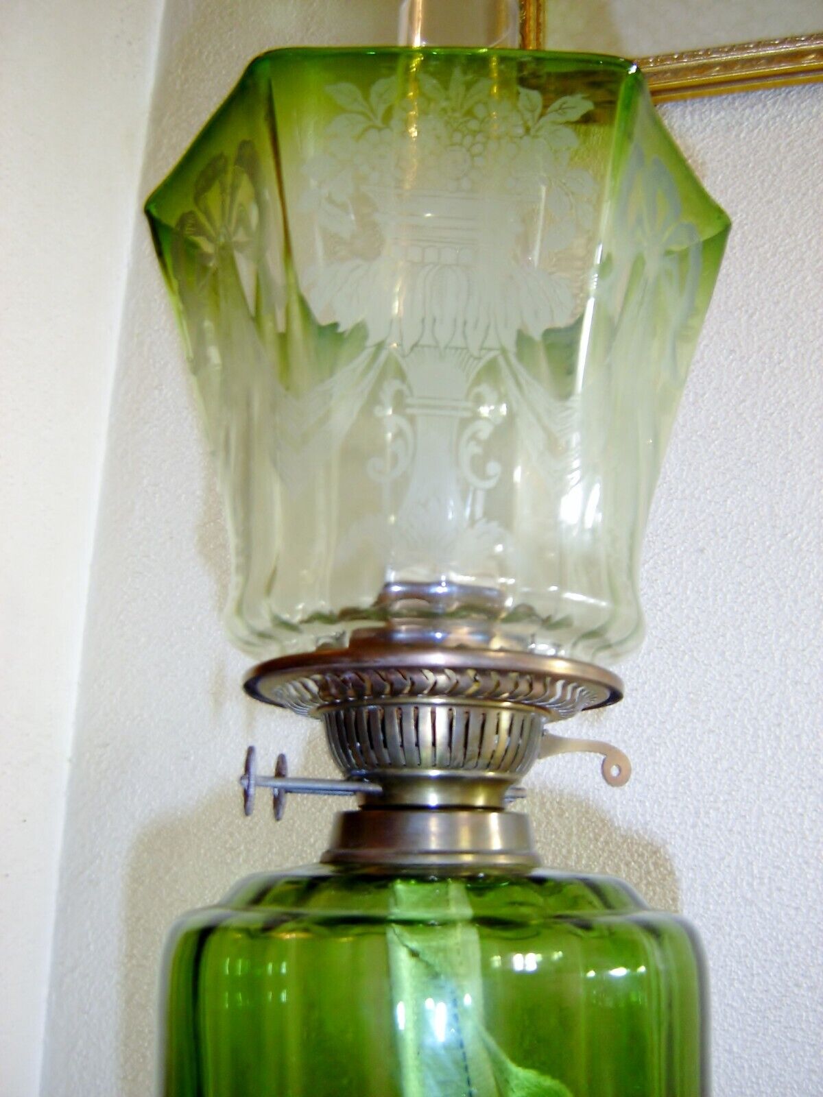 Antique Sheffield Pedestal Art Glass Oil Lamp ca. 1800's