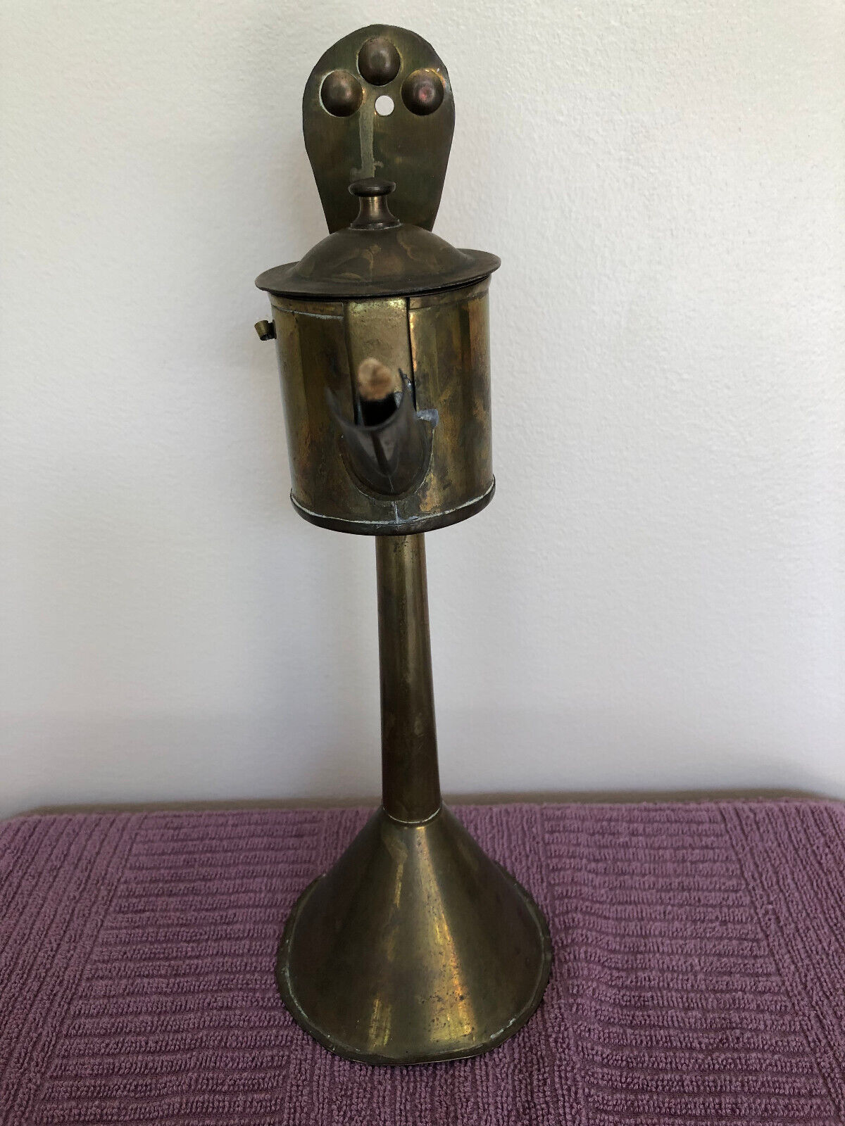 Antique Brass Whale Oil Lamp, Dutch, 1700's to 1800's
