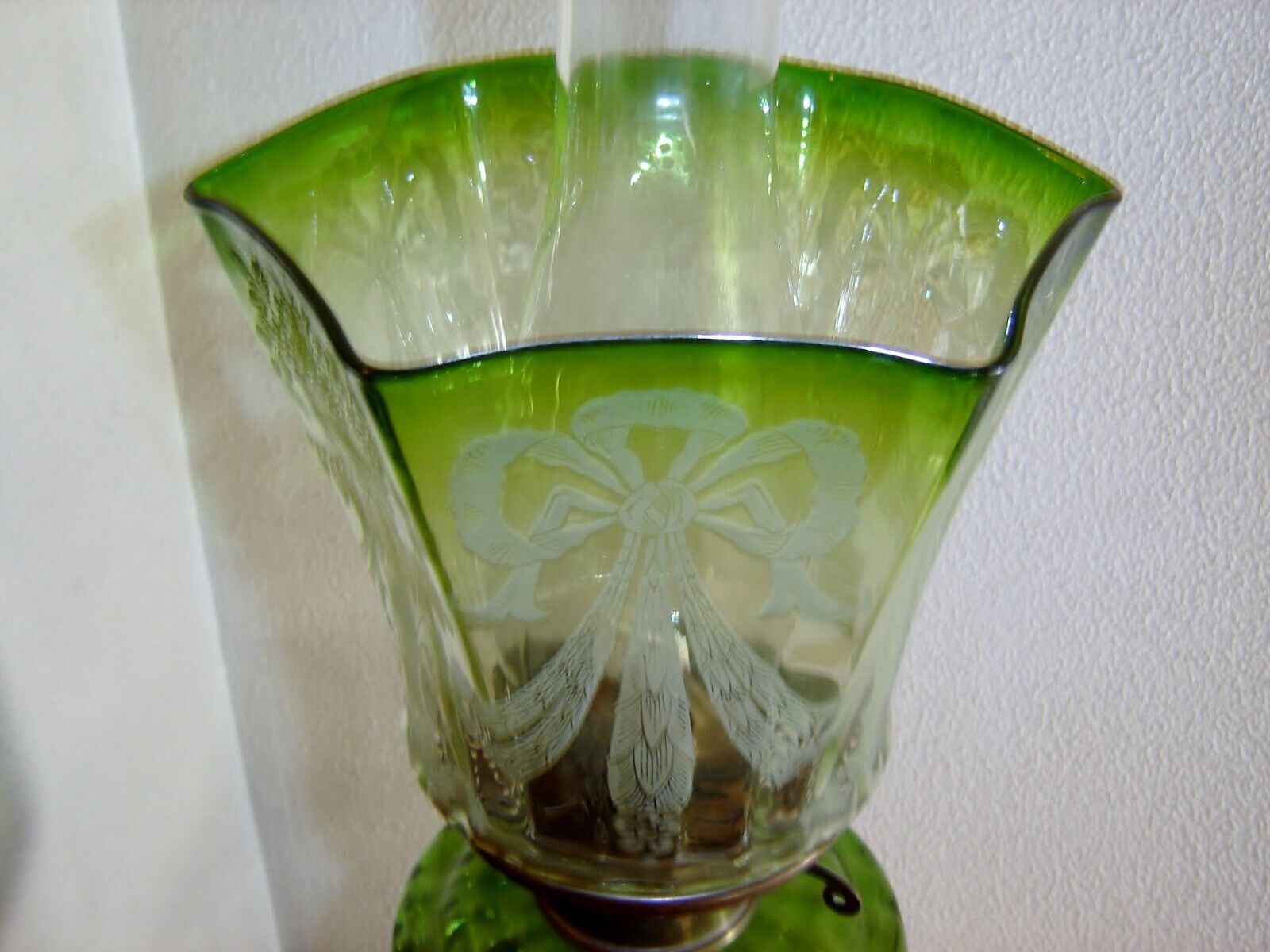 Antique Sheffield Pedestal Art Glass Oil Lamp ca. 1800's