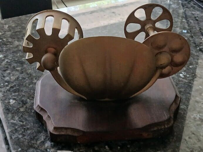 Antique brass bathroom toothbrush, soap and cup holder circa 1900