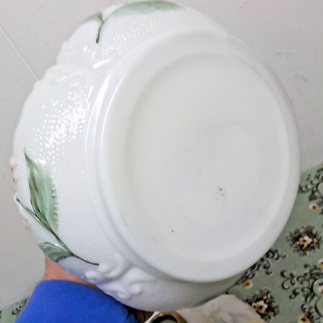 2 Vintage Matching  Glass Porcelain OIL LAMPS 1 Needs A Burner