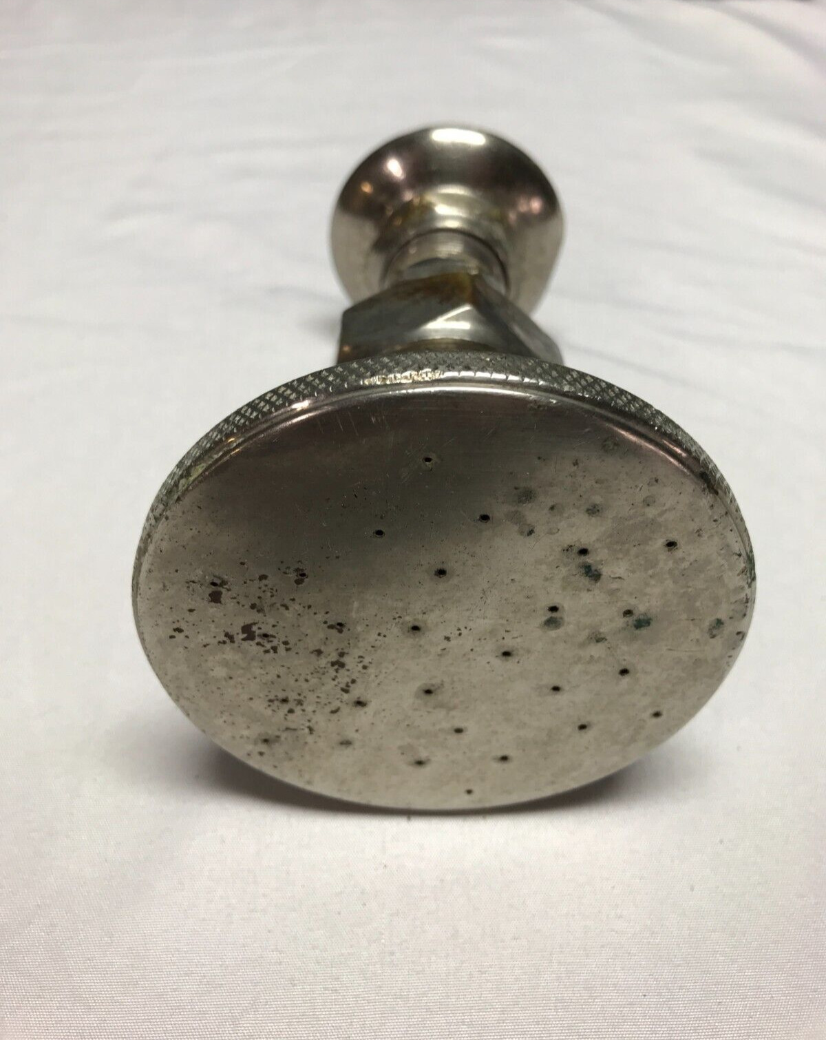 Antique 4" Round Nickel Brass Shower Head Old VTG Bathroom 162-24B