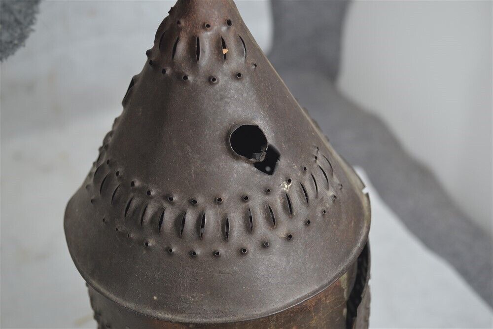antique lantern lamp pierced tin candle sit hang early 1750-1850 original 19th