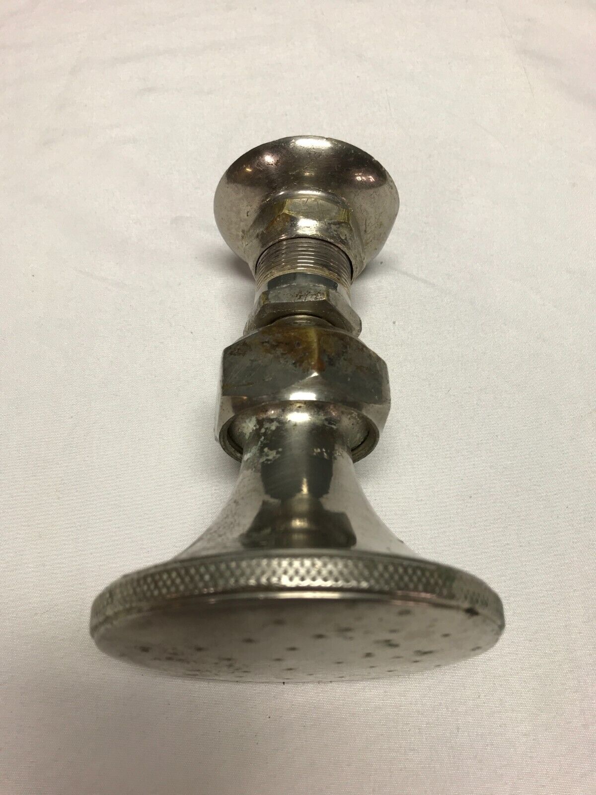 Antique 4" Round Nickel Brass Shower Head Old VTG Bathroom 162-24B