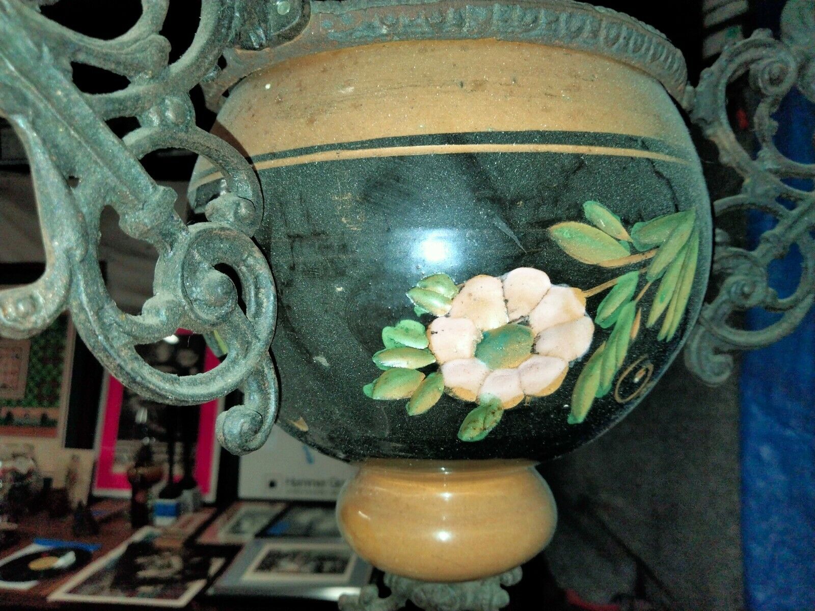 18th century cast iron Dutch hanging Oil Lamp retrofitted