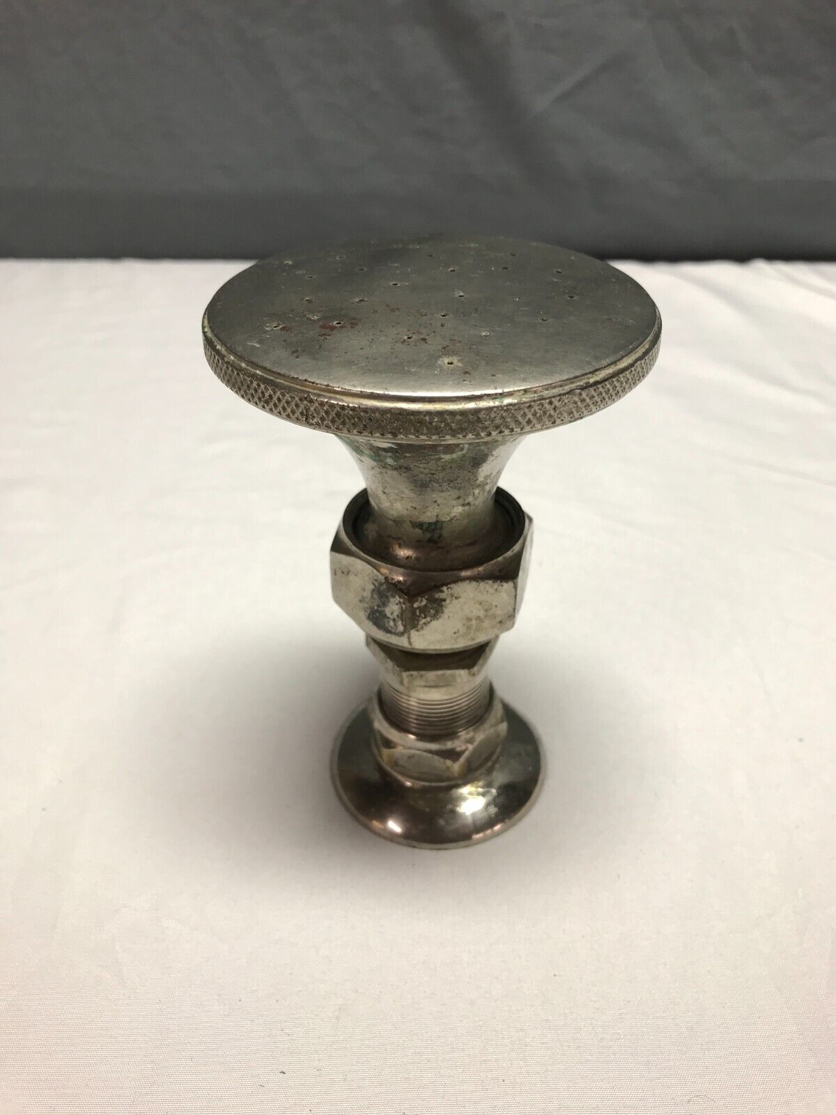 Antique 4" Round Nickel Brass Shower Head Old VTG Bathroom 162-24B