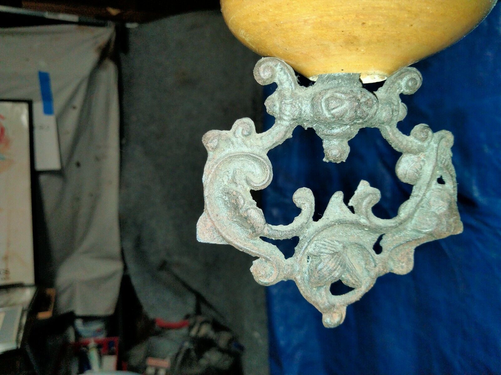 18th century cast iron Dutch hanging Oil Lamp retrofitted