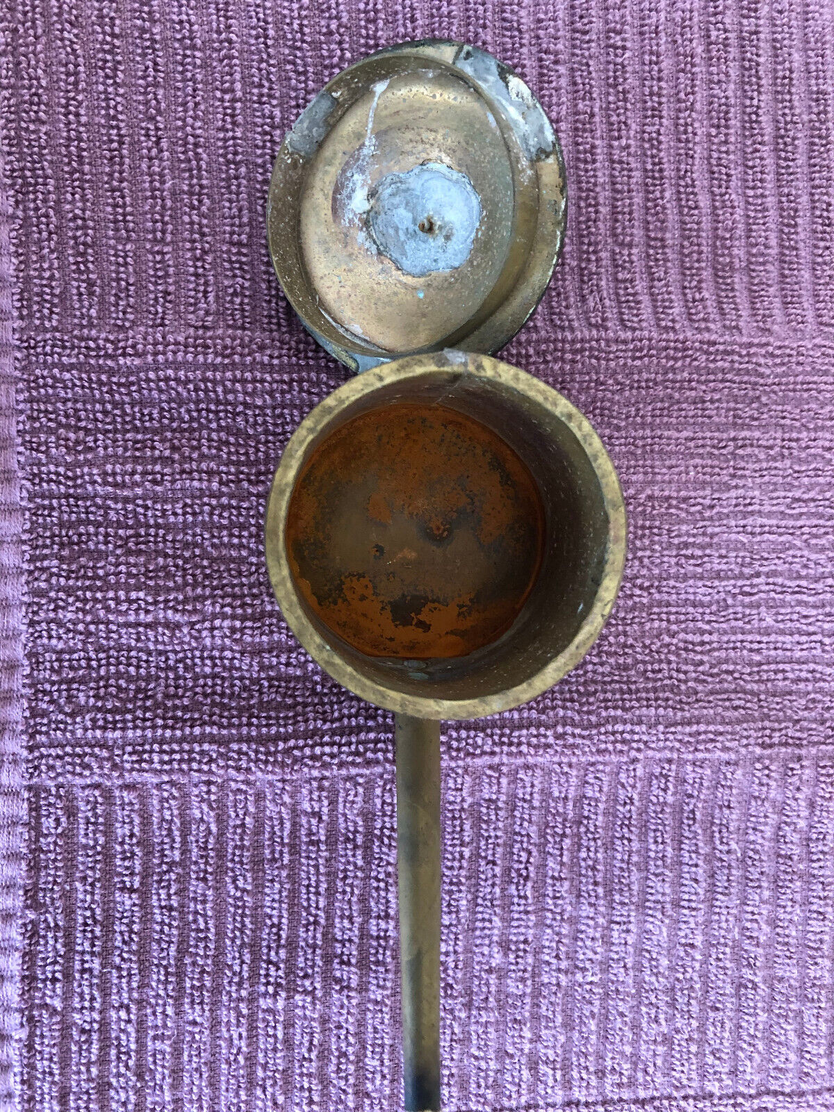 Antique Brass Whale Oil Lamp, Dutch, 1700's to 1800's