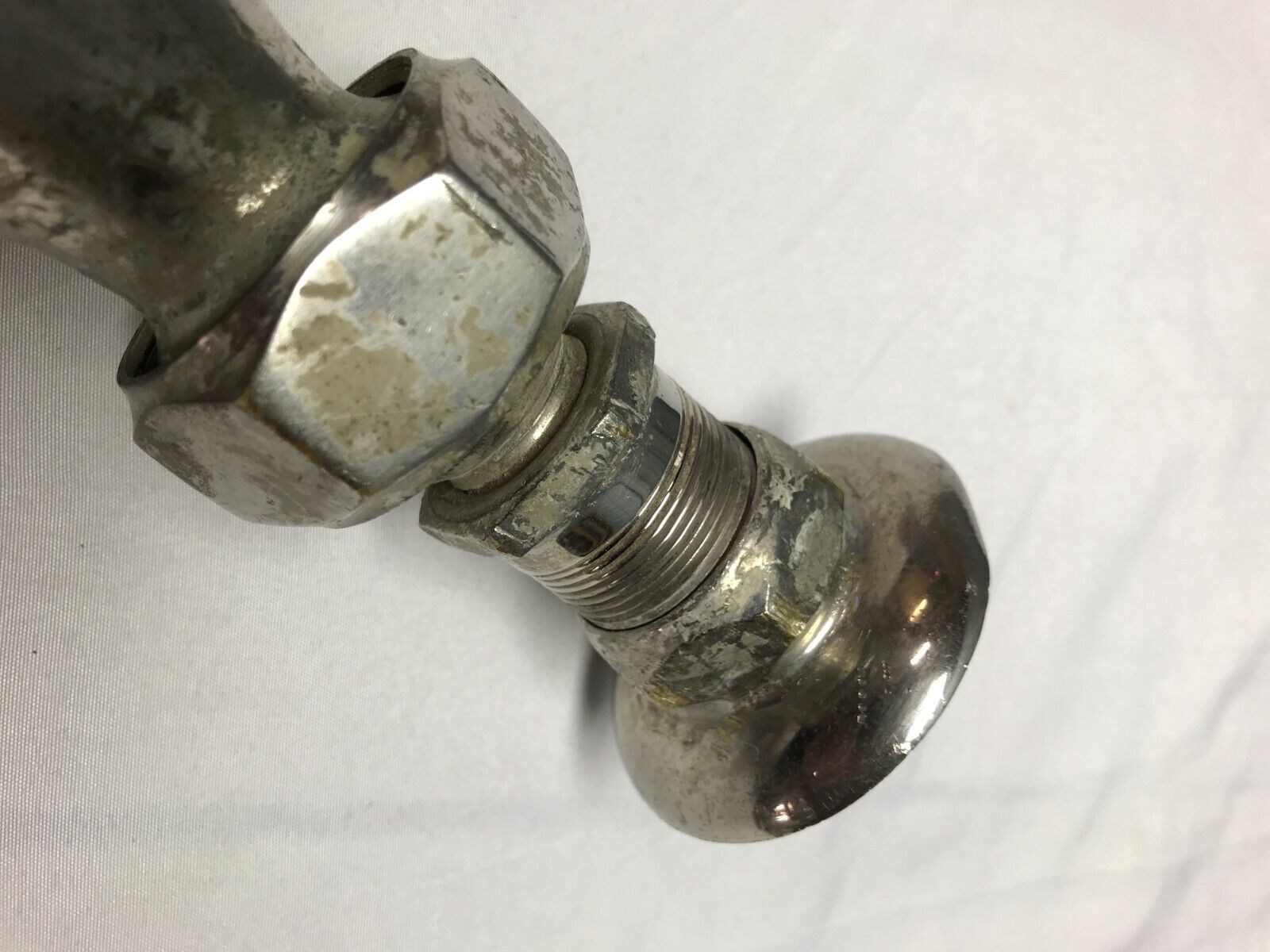 Antique 4" Round Nickel Brass Shower Head Old VTG Bathroom 162-24B