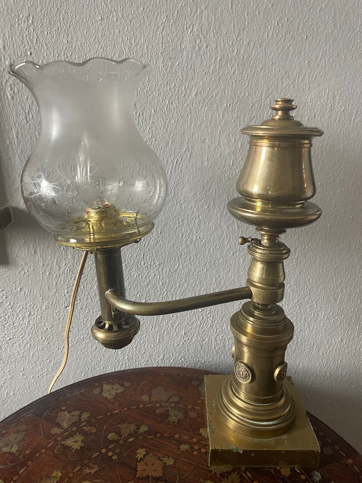 Early 19th Century Argand Lamp, Electrified