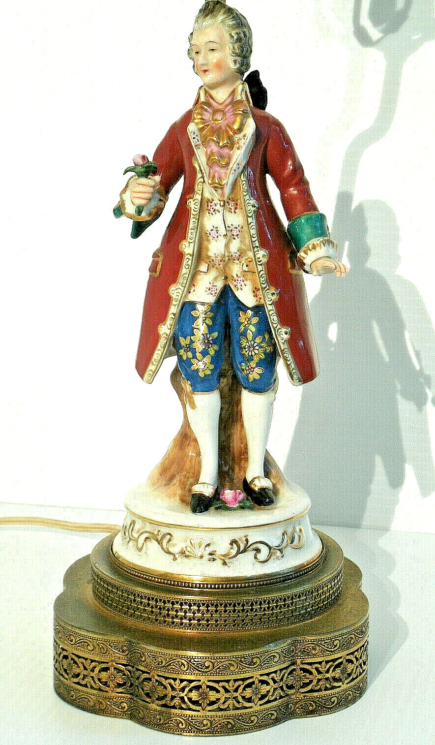 Vintage German Table Lamp Figural Porcelain Dresden