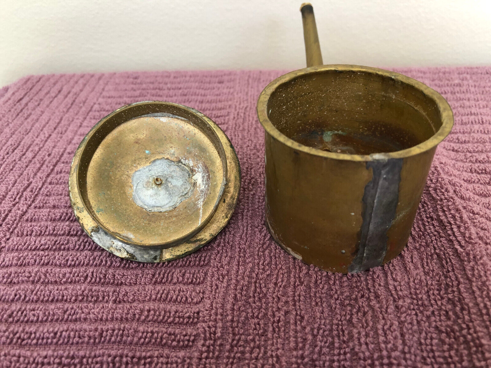 Antique Brass Whale Oil Lamp, Dutch, 1700's to 1800's