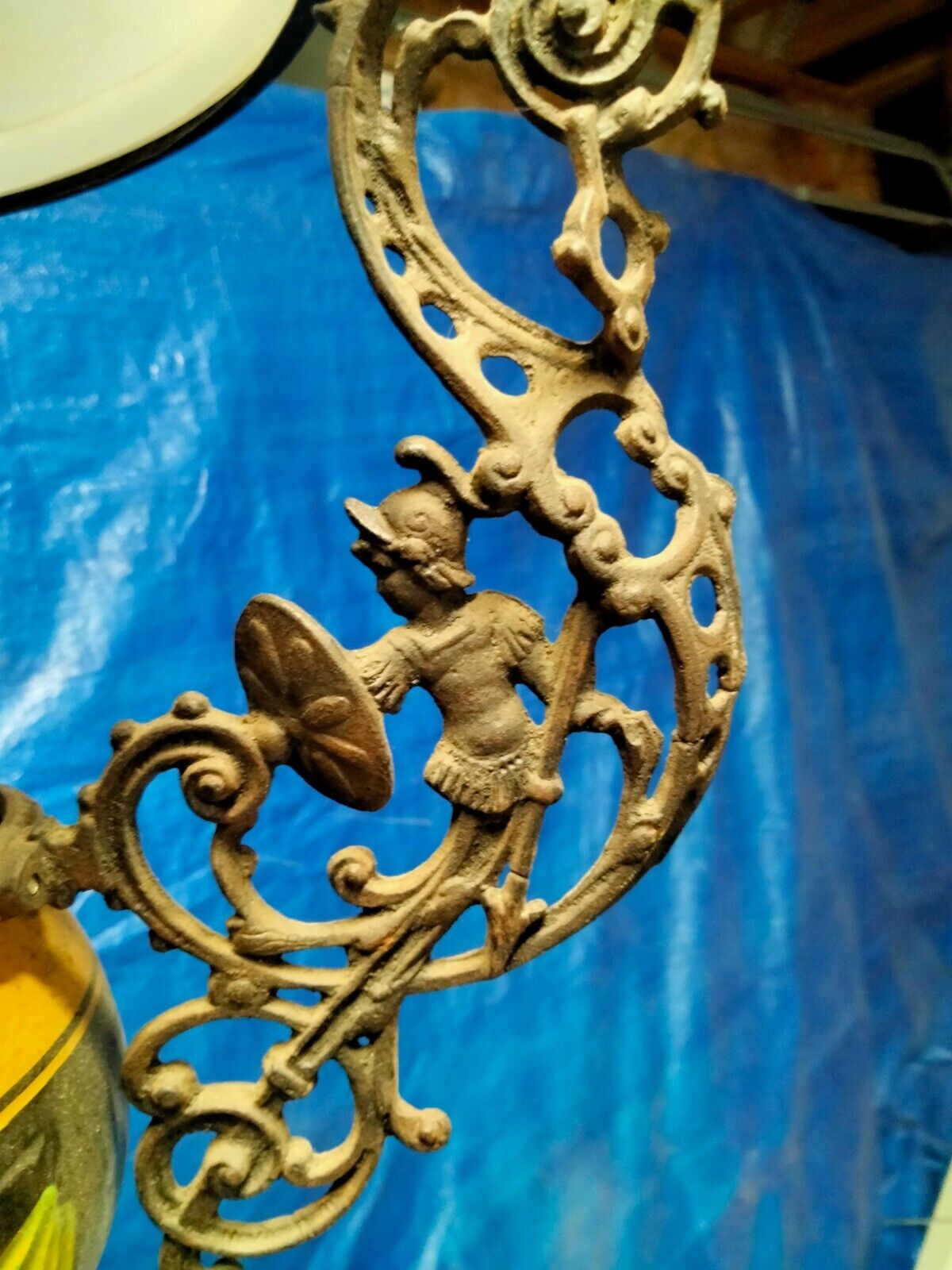 18th century cast iron Dutch hanging Oil Lamp retrofitted