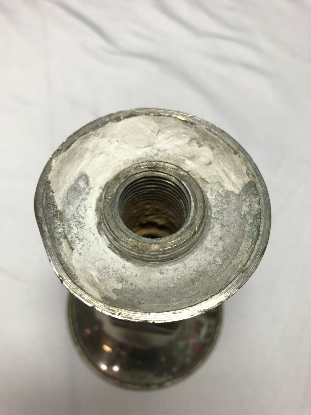 Antique 4" Round Nickel Brass Shower Head Old VTG Bathroom 162-24B