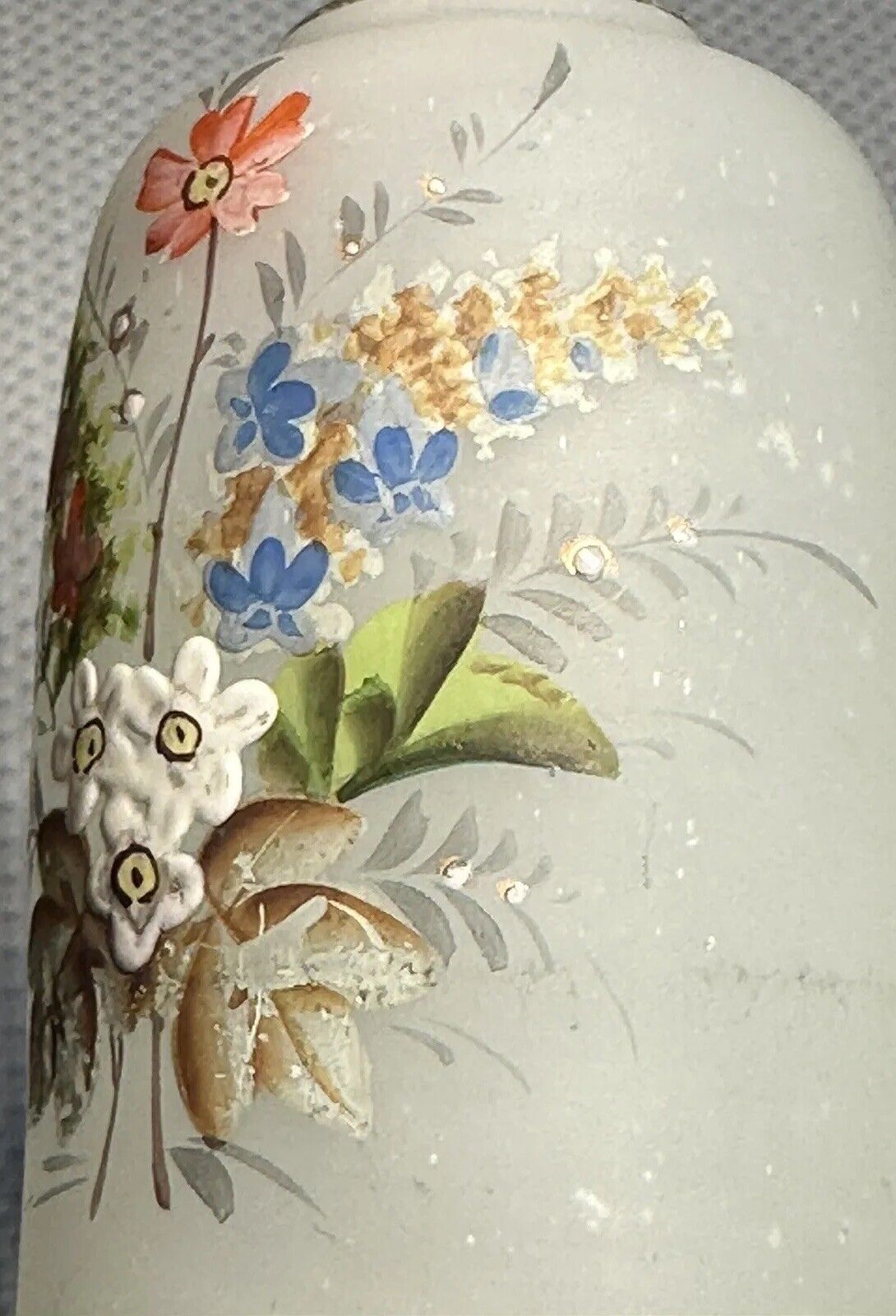 Frosted Blown Glass Toilet Water Bottle with Stopper - Early 1900s