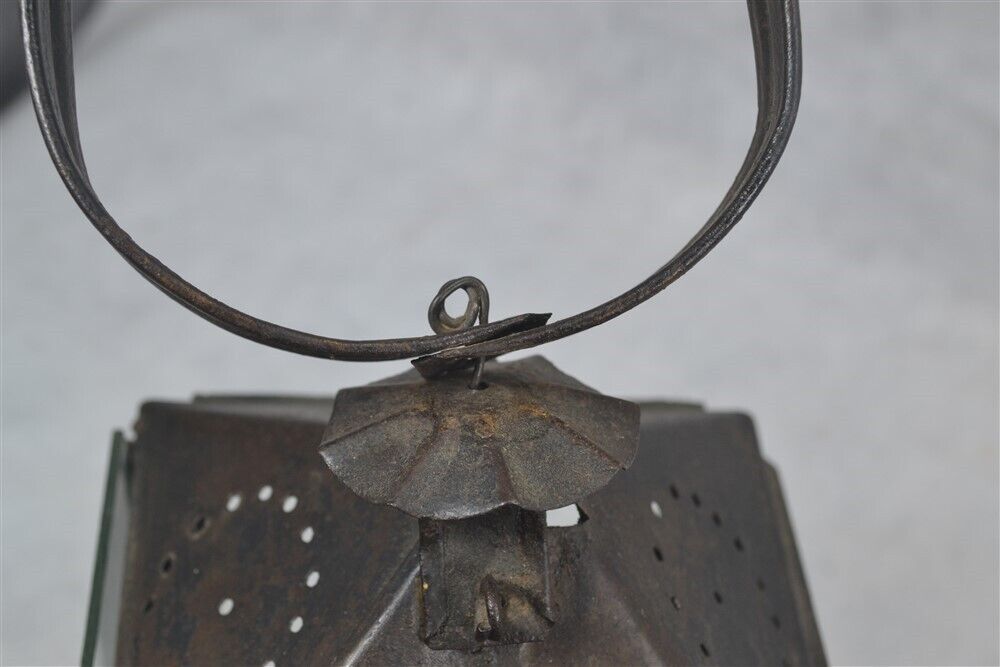 antique lantern lamp tin /glass candle hang sit carry 18th c 1750-1840 original 