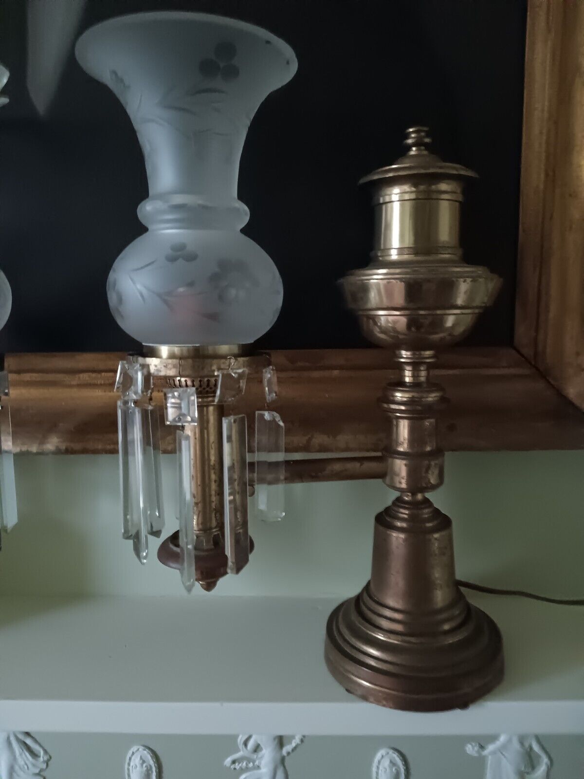 Pair Antique Argand Lamps 