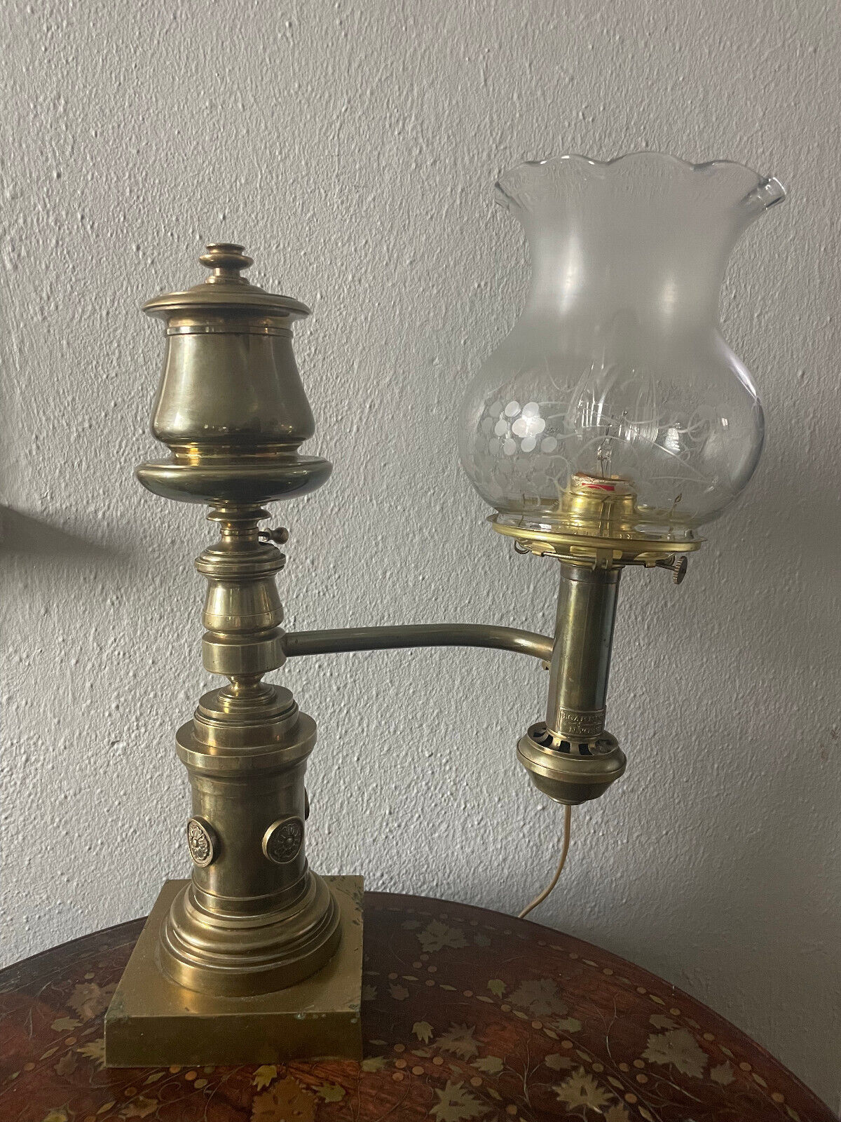 Early 19th Century Argand Lamp, Electrified
