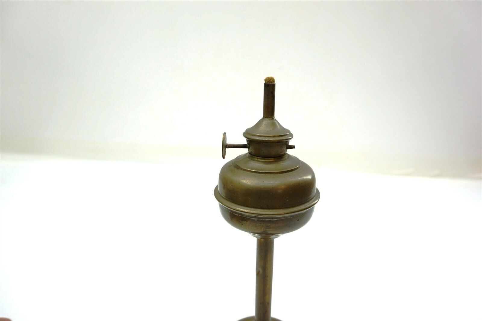 Antique 1700's Brass Whale Oil Lamp ? 9.5" tall with Burner marked ABCO 2