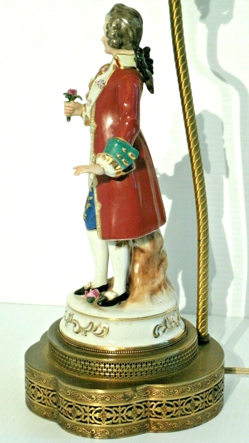 Vintage German Table Lamp Figural Porcelain Dresden