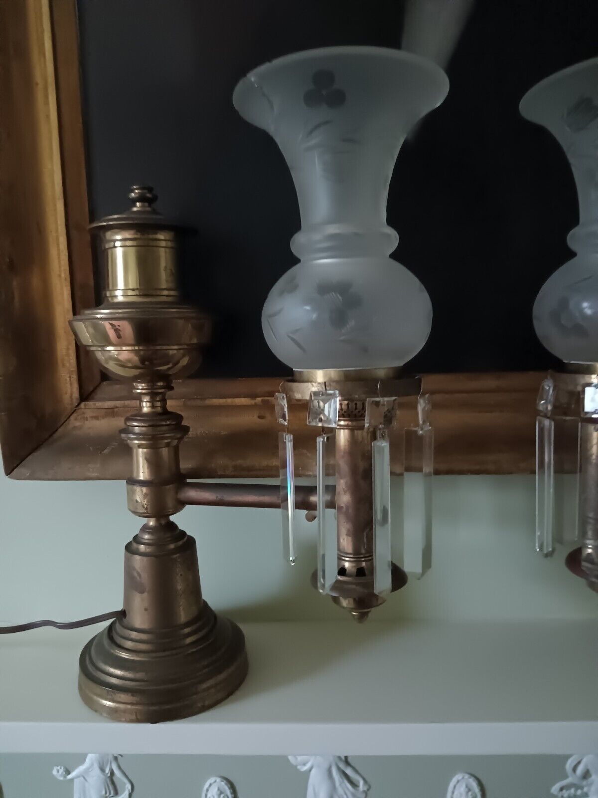 Pair Antique Argand Lamps 