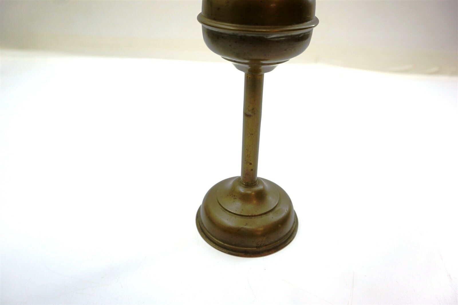 Antique 1700's Brass Whale Oil Lamp ? 9.5" tall with Burner marked ABCO 2