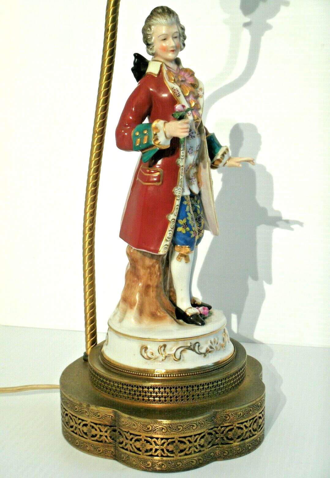 Vintage German Table Lamp Figural Porcelain Dresden