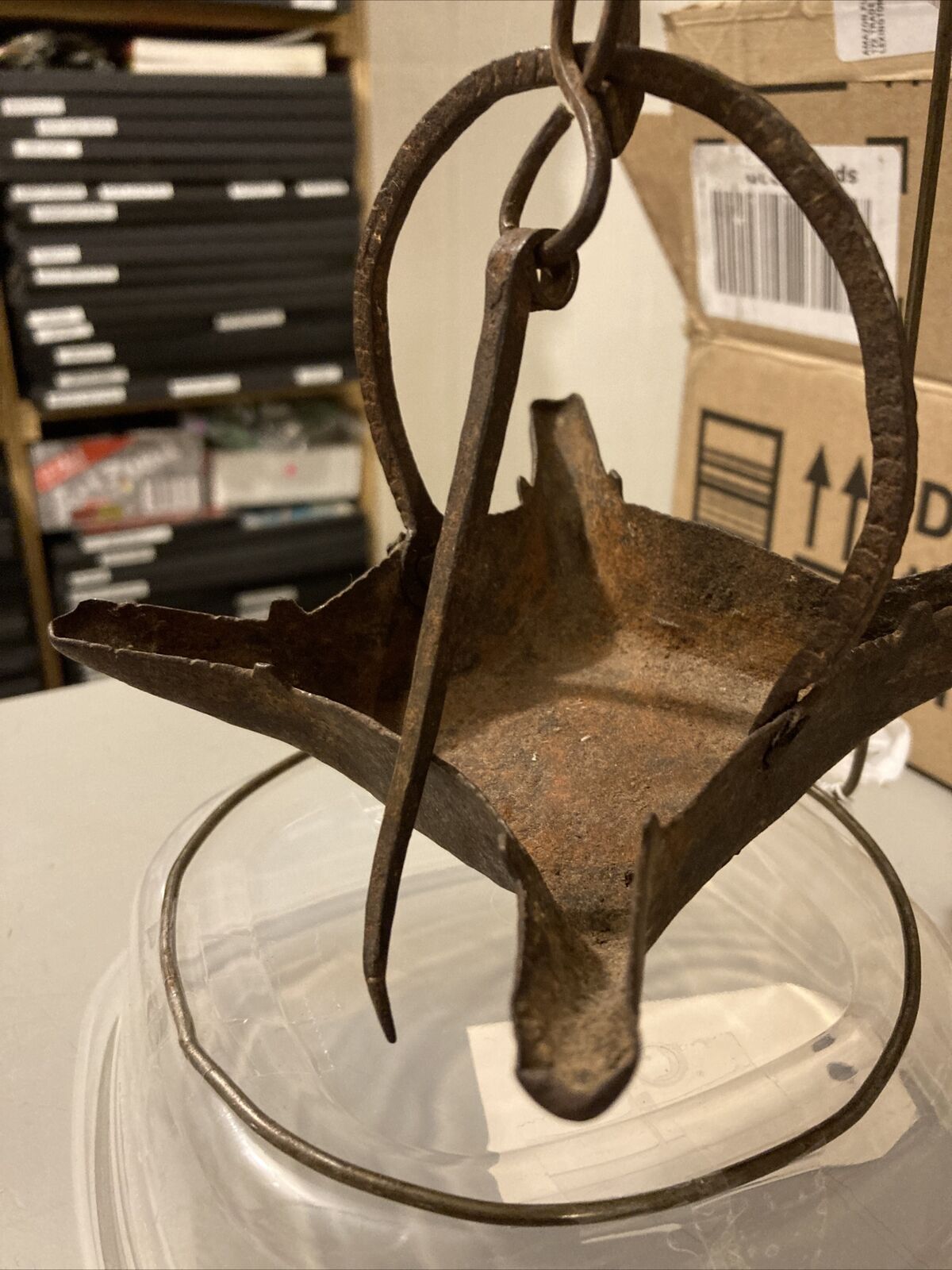 Primitive Antique 4 Wick Crusie Betty Lamp 1700s Hand Forged w/Pick To Move Wick