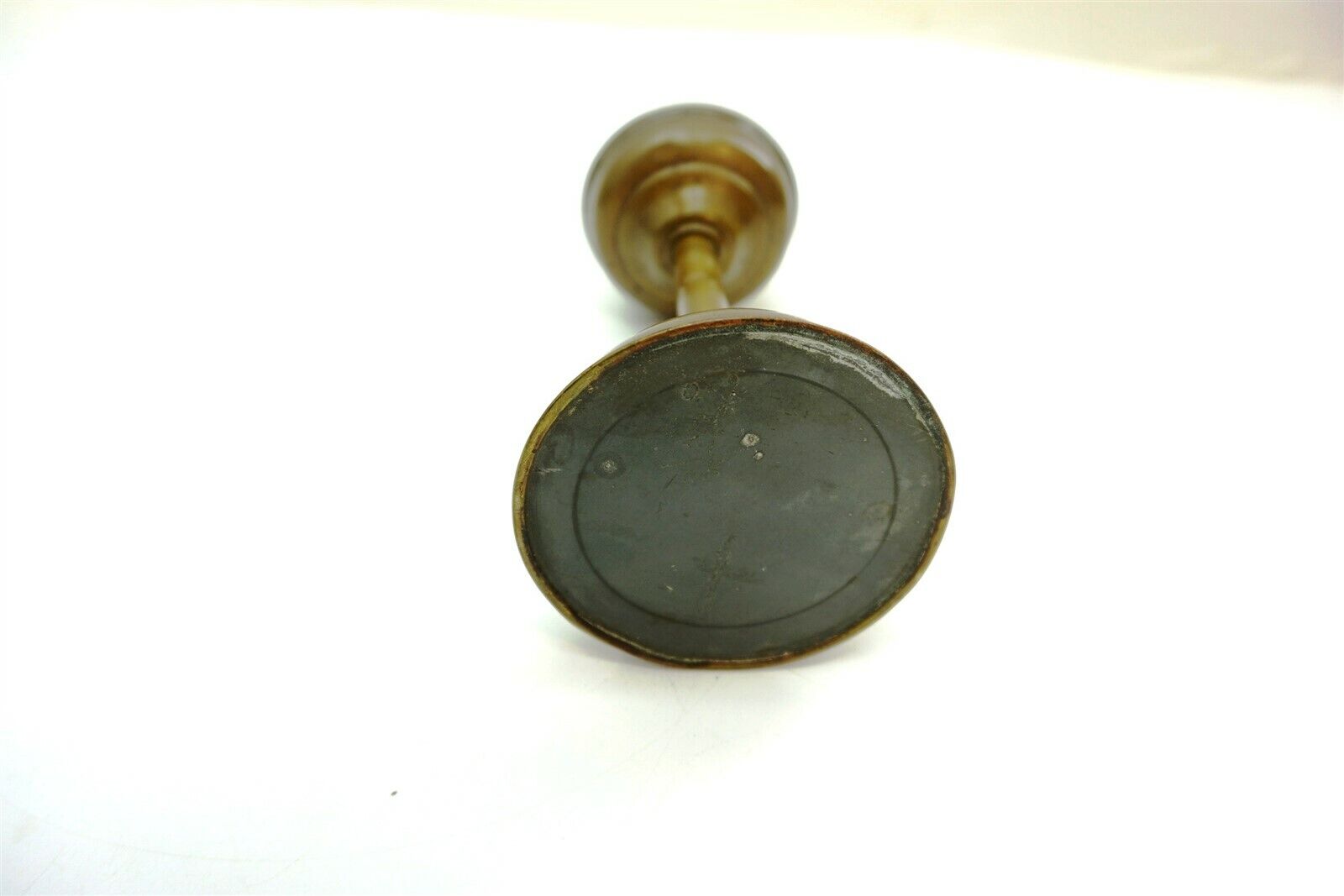 Antique 1700's Brass Whale Oil Lamp ? 9.5" tall with Burner marked ABCO 2
