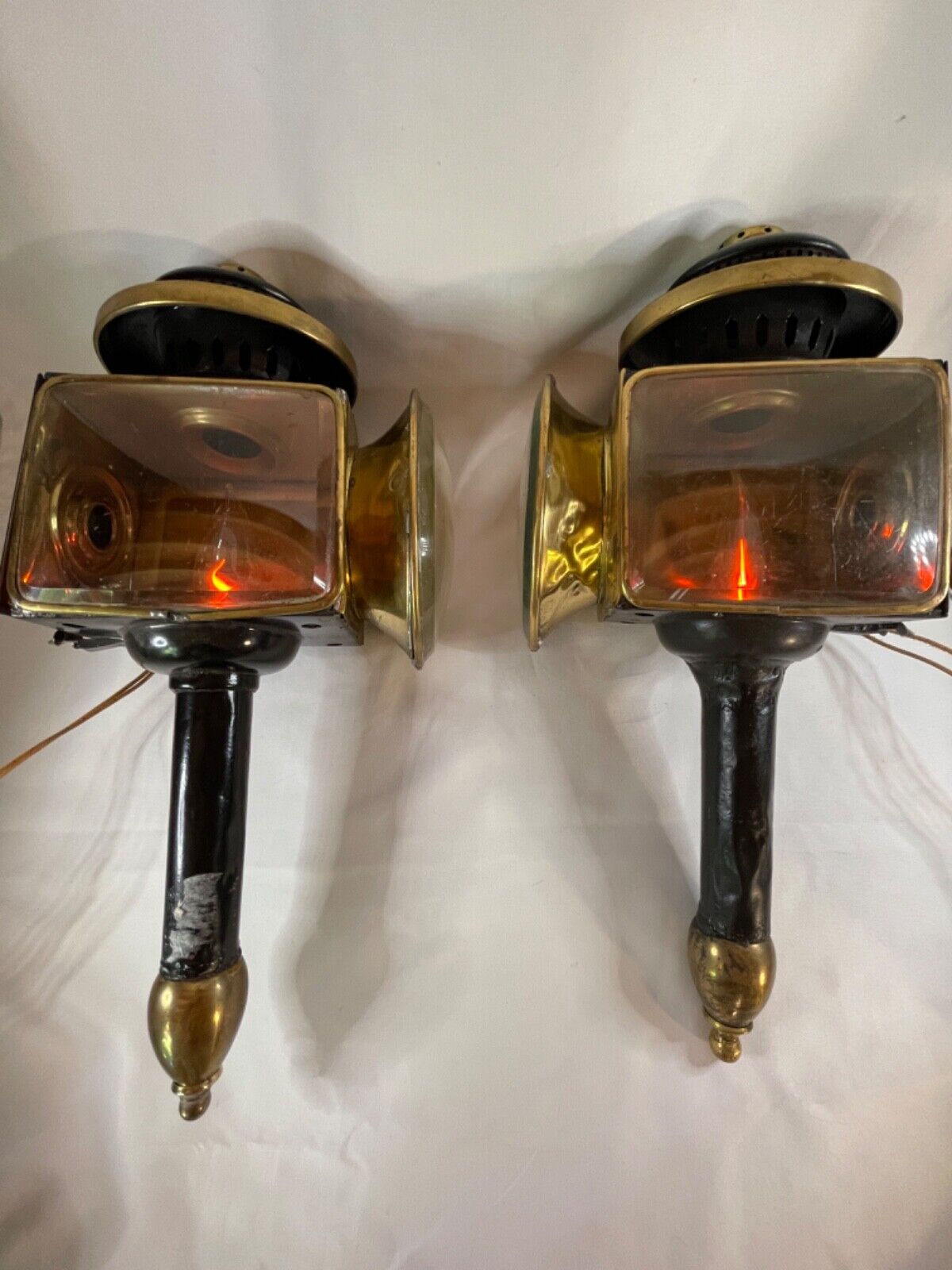 1800's Authentic Antique Carriage Lamps lanterns Electrified Works See Video