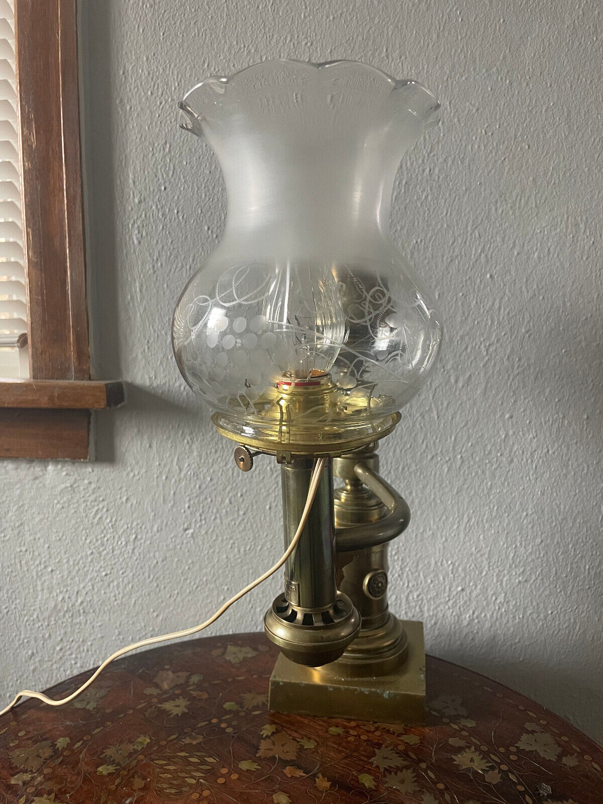 Early 19th Century Argand Lamp, Electrified