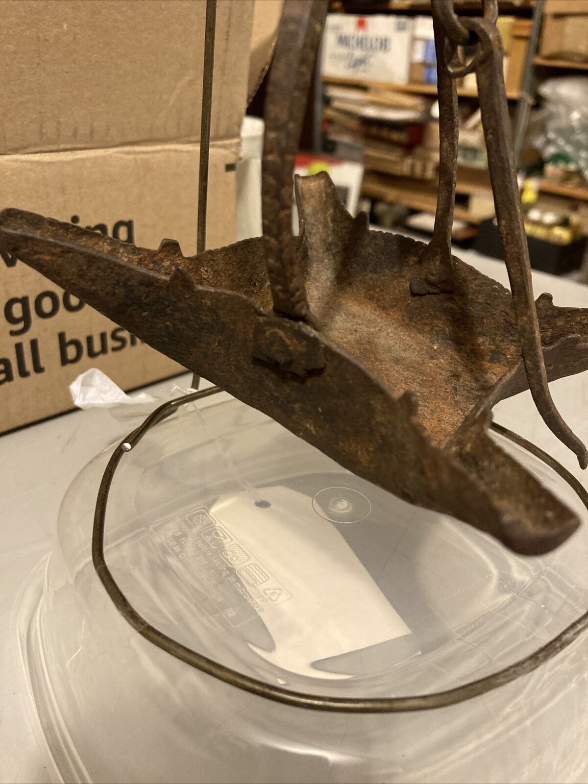 Primitive Antique 4 Wick Crusie Betty Lamp 1700s Hand Forged w/Pick To Move Wick