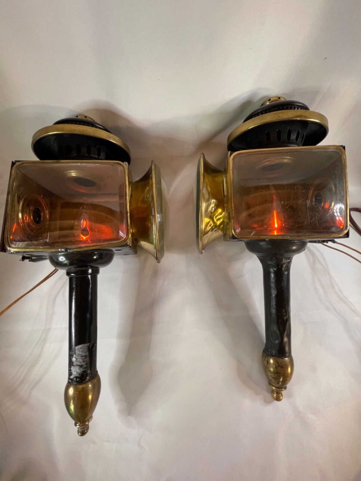 1800's Authentic Antique Carriage Lamps lanterns Electrified Works See Video