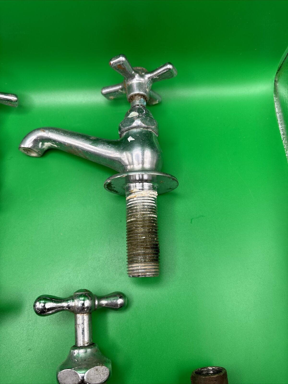 Lot Of 4 Vintage Chrome Brass Faucets Bathroom Wash Hand Sink Antique