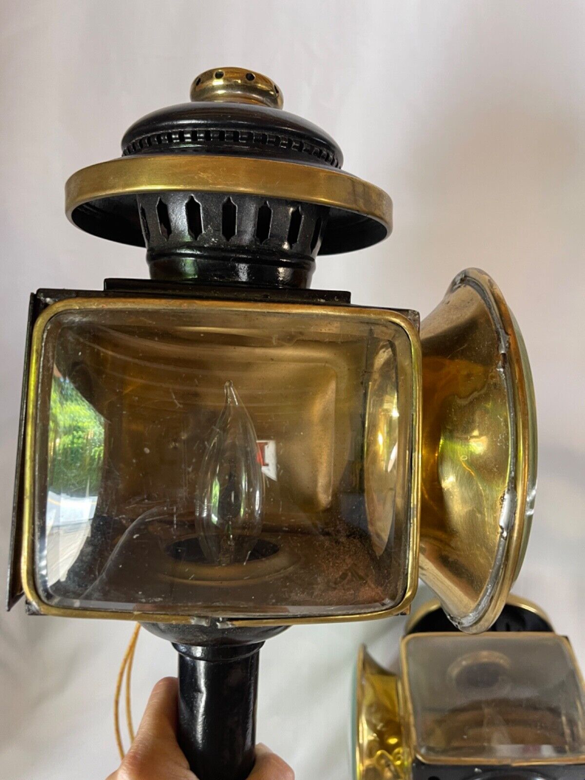 1800's Authentic Antique Carriage Lamps lanterns Electrified Works See Video