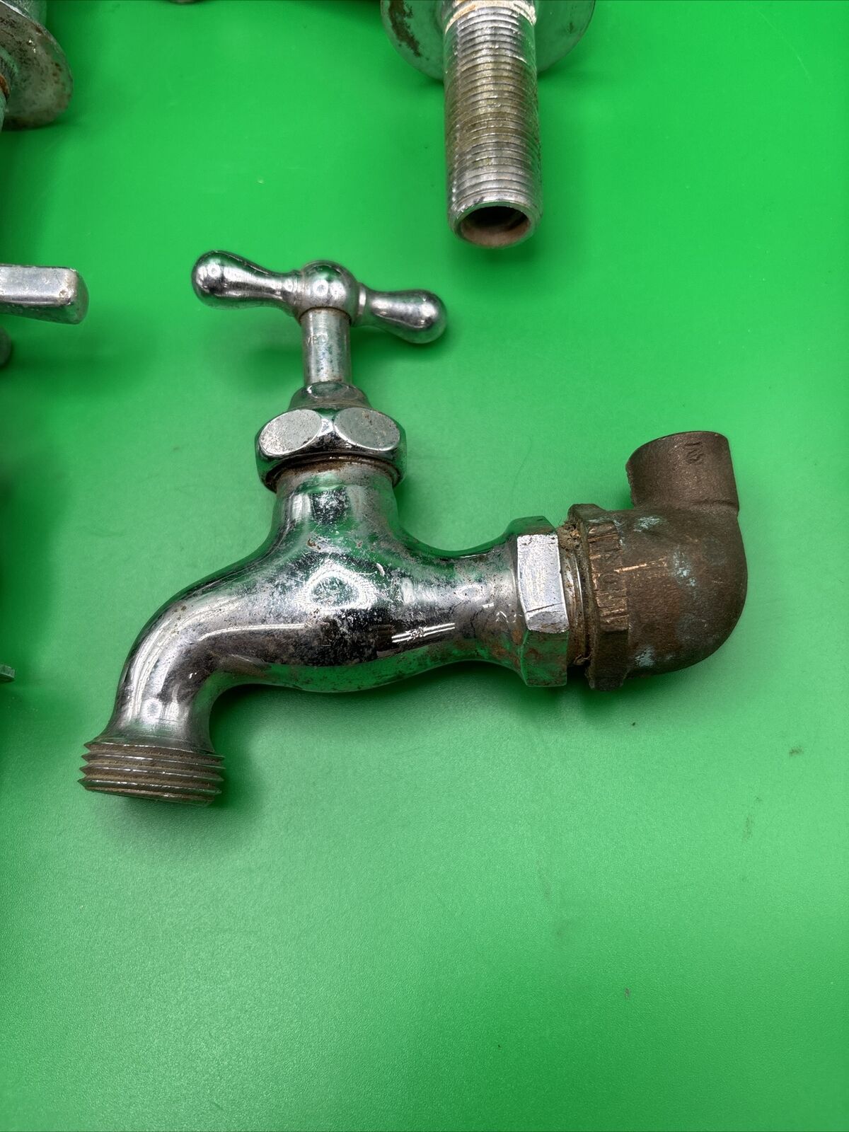 Lot Of 4 Vintage Chrome Brass Faucets Bathroom Wash Hand Sink Antique