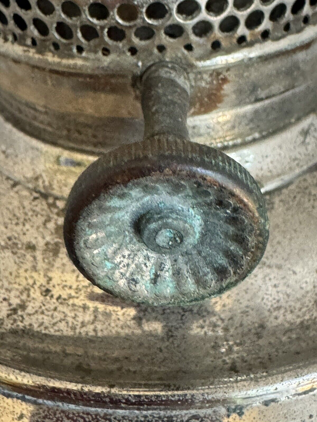 Antique RAYO Kerosene Oil Lamp with Flame Spreader, Burner 1905 Nickel Plated