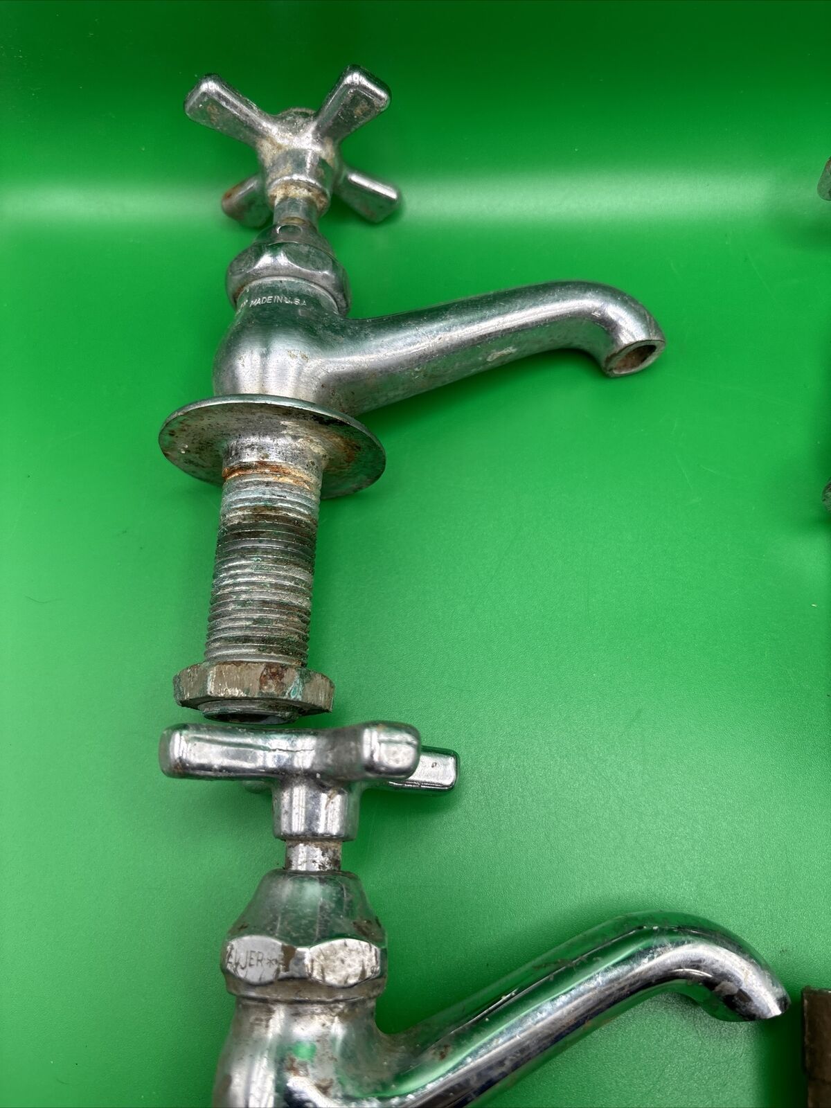 Lot Of 4 Vintage Chrome Brass Faucets Bathroom Wash Hand Sink Antique