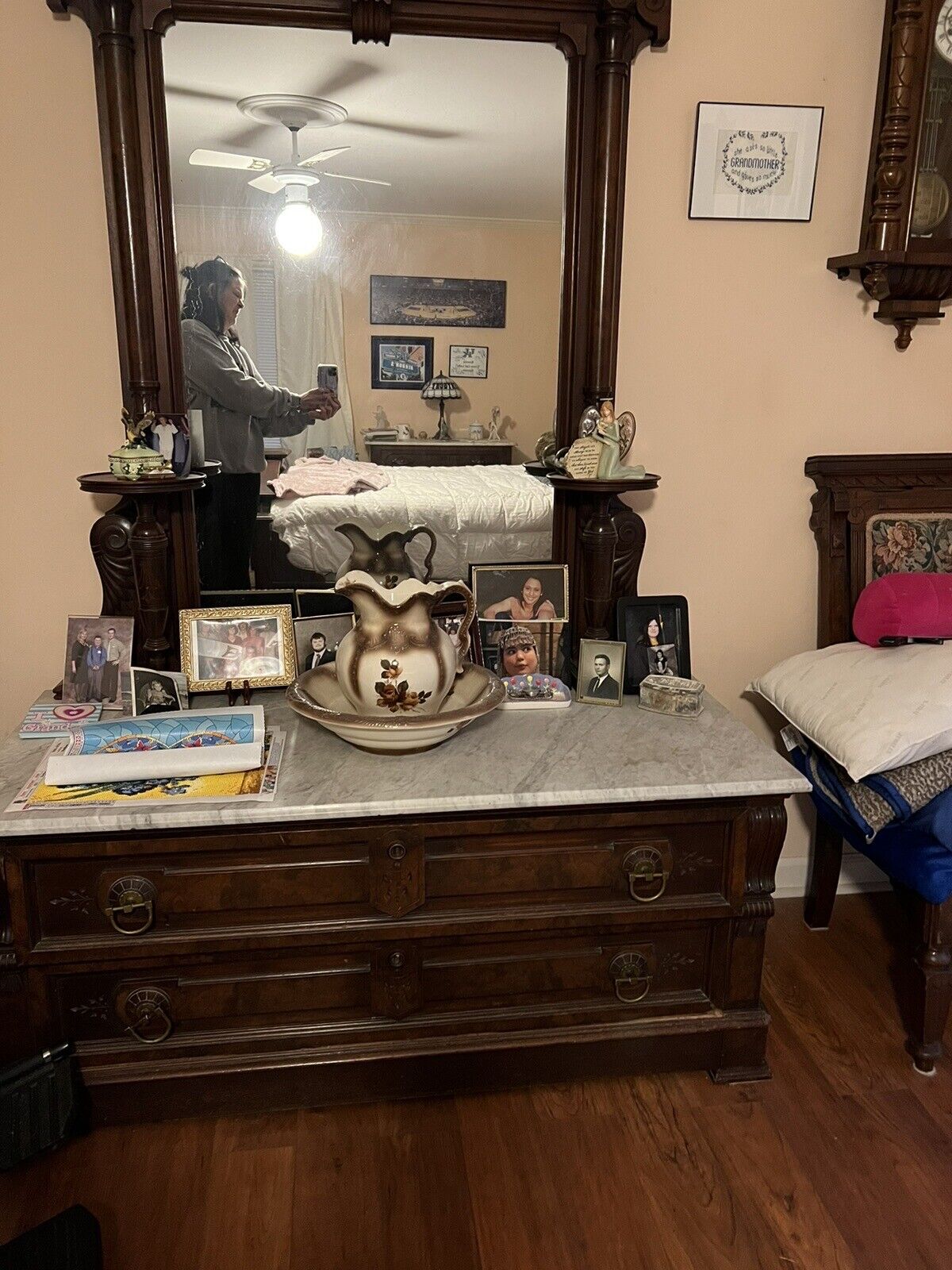 Antique Victorian Solid Walnut 3 Piece Bedroom Set