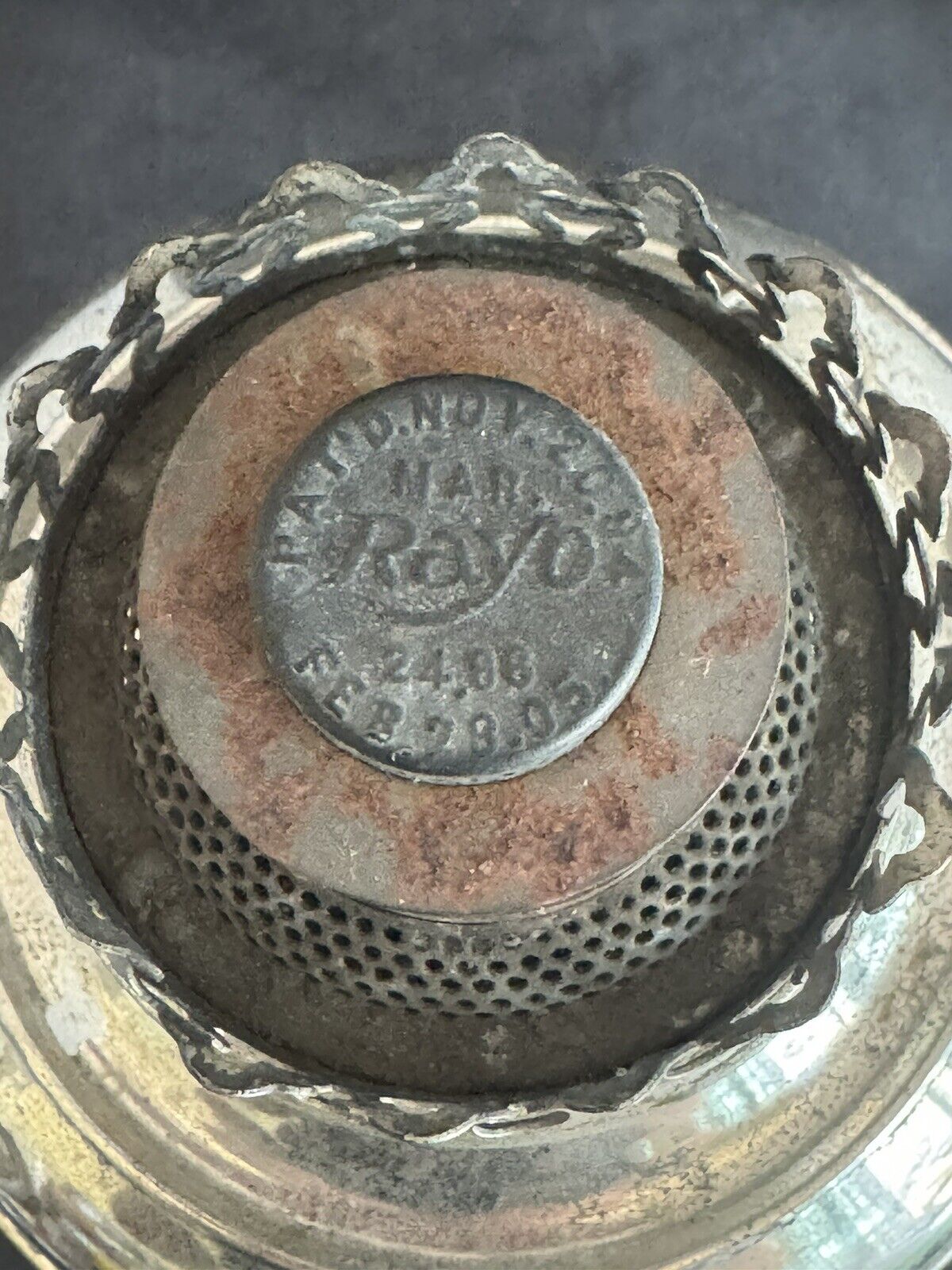 Antique RAYO Kerosene Oil Lamp with Flame Spreader, Burner 1905 Nickel Plated