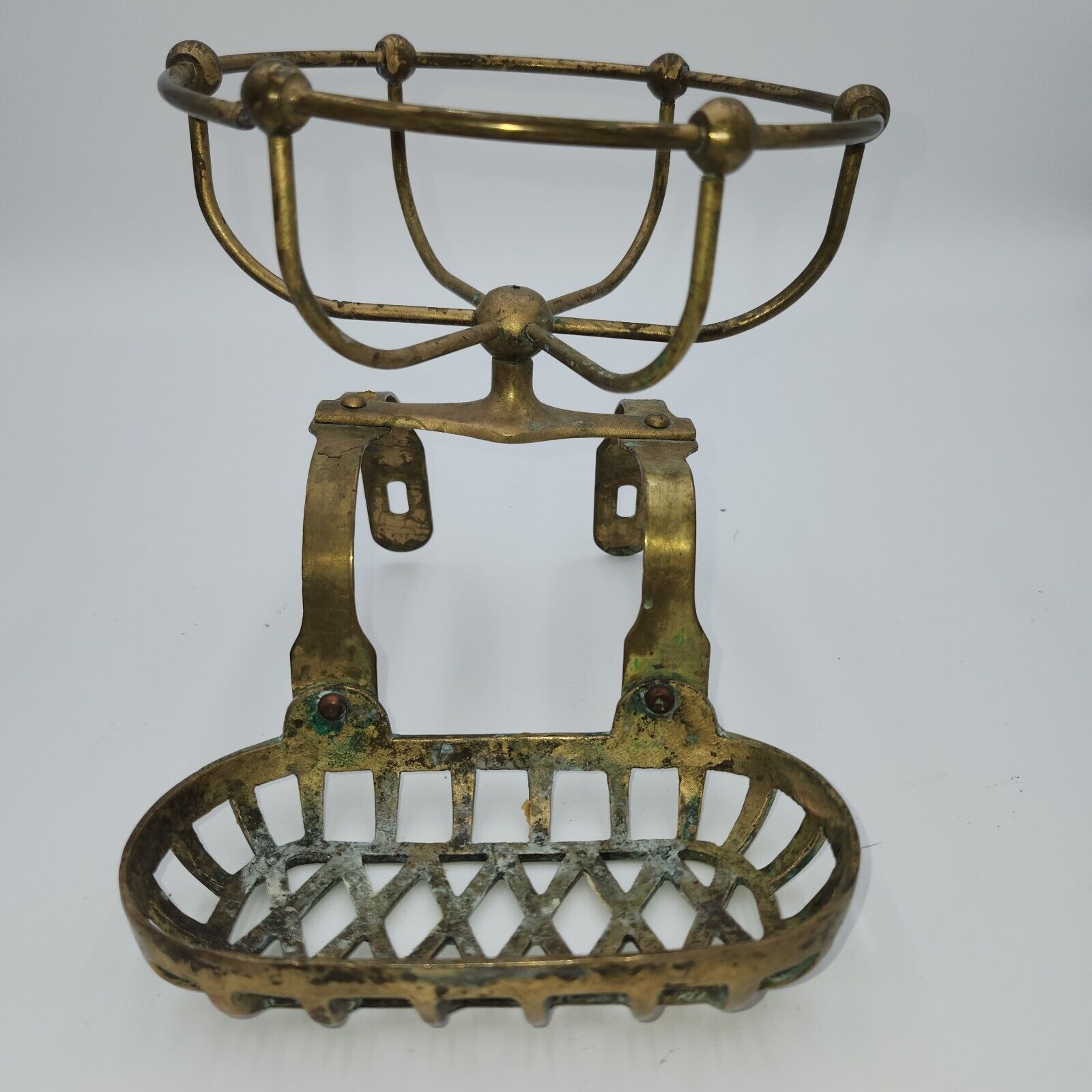 Antique Brass Victorian Clawfoot Tub Soap Holder Sponge Caddy Vintage Bathroom