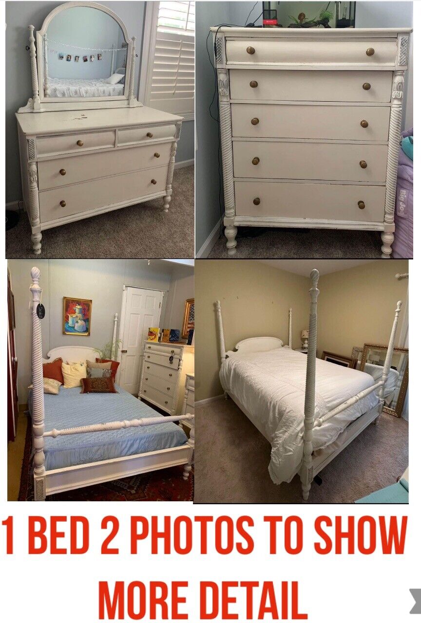 Antique Bedroom Set With Full size Bed & 2 Dressers