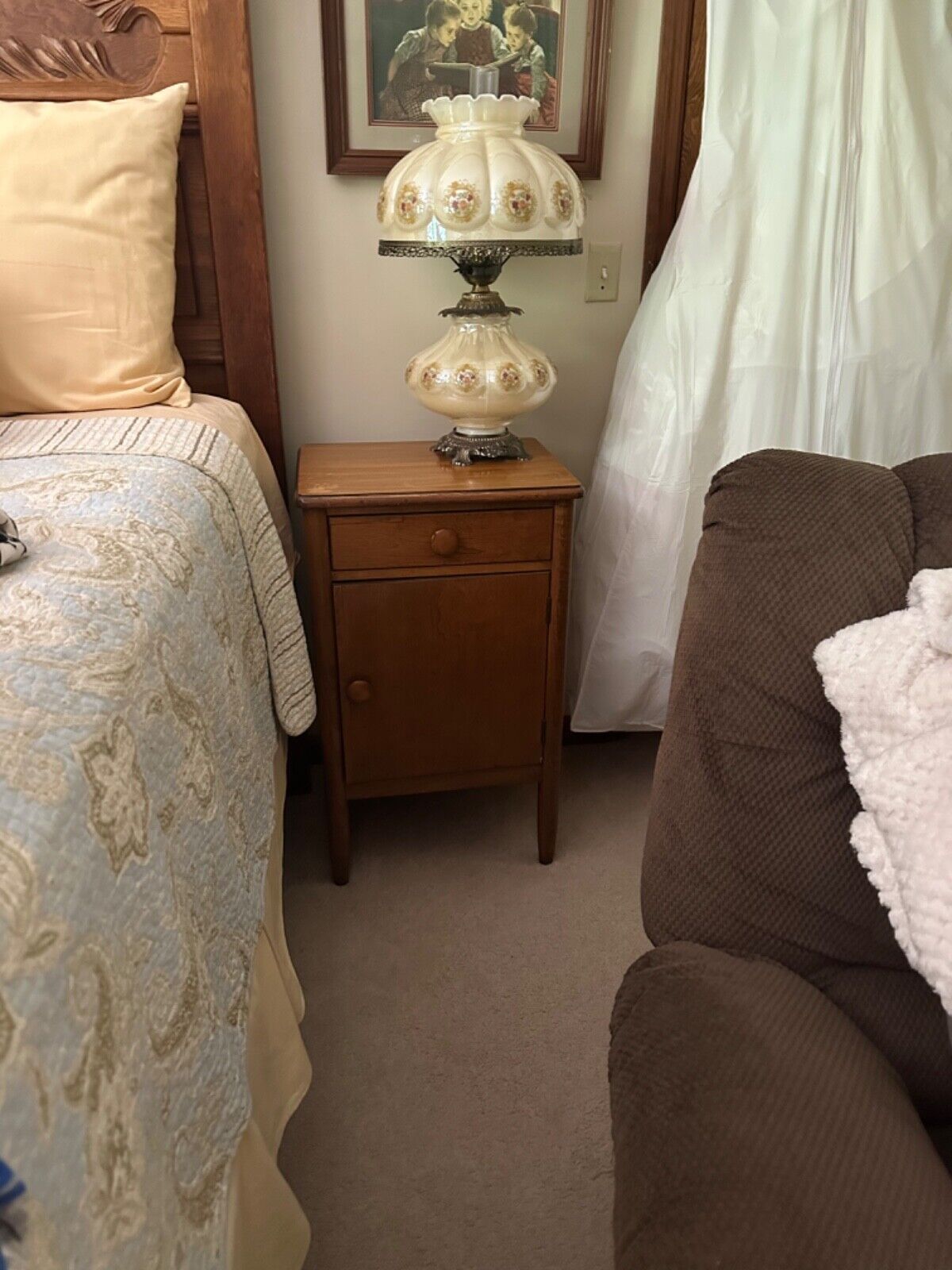 antique oak full size bedroom set with nightstand and dresser/mirror handmade  o