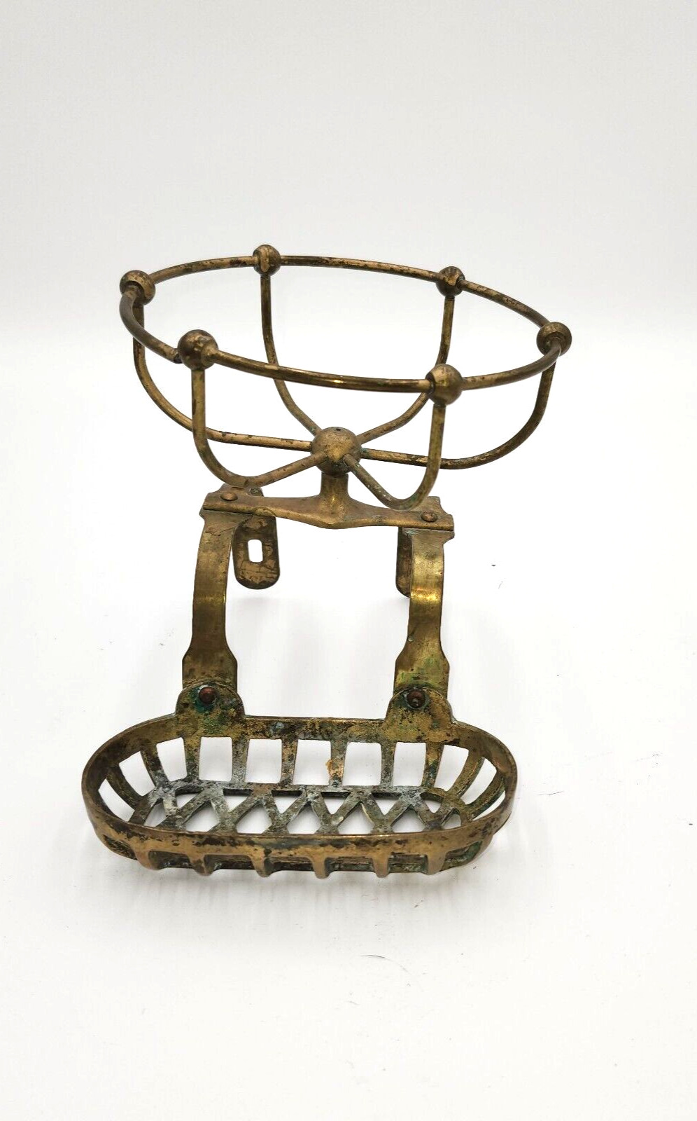Antique Brass Victorian Clawfoot Tub Soap Holder Sponge Caddy Vintage Bathroom