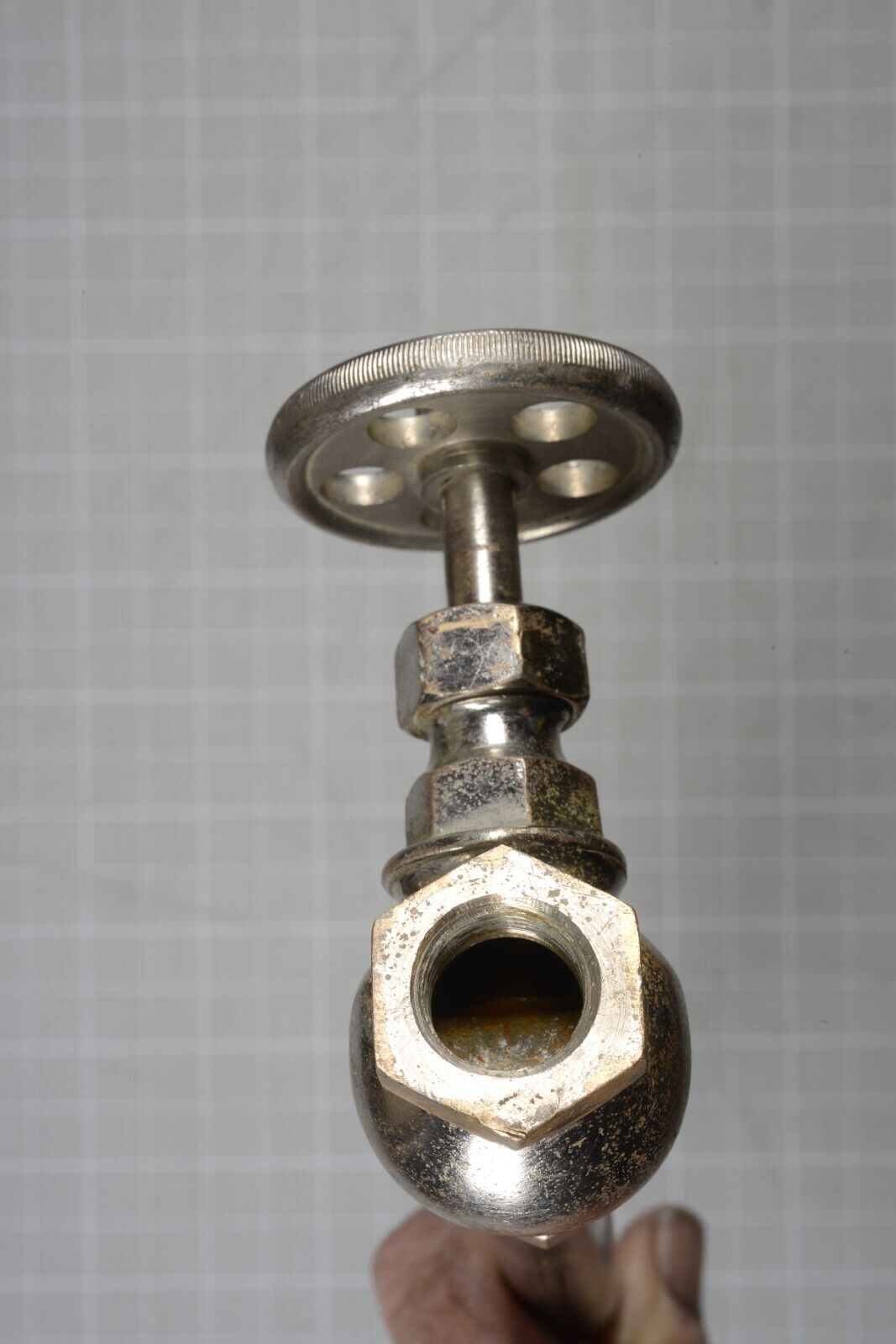 Antique faucet shut off angle valve wheel vintage  Victorian  bathroom.