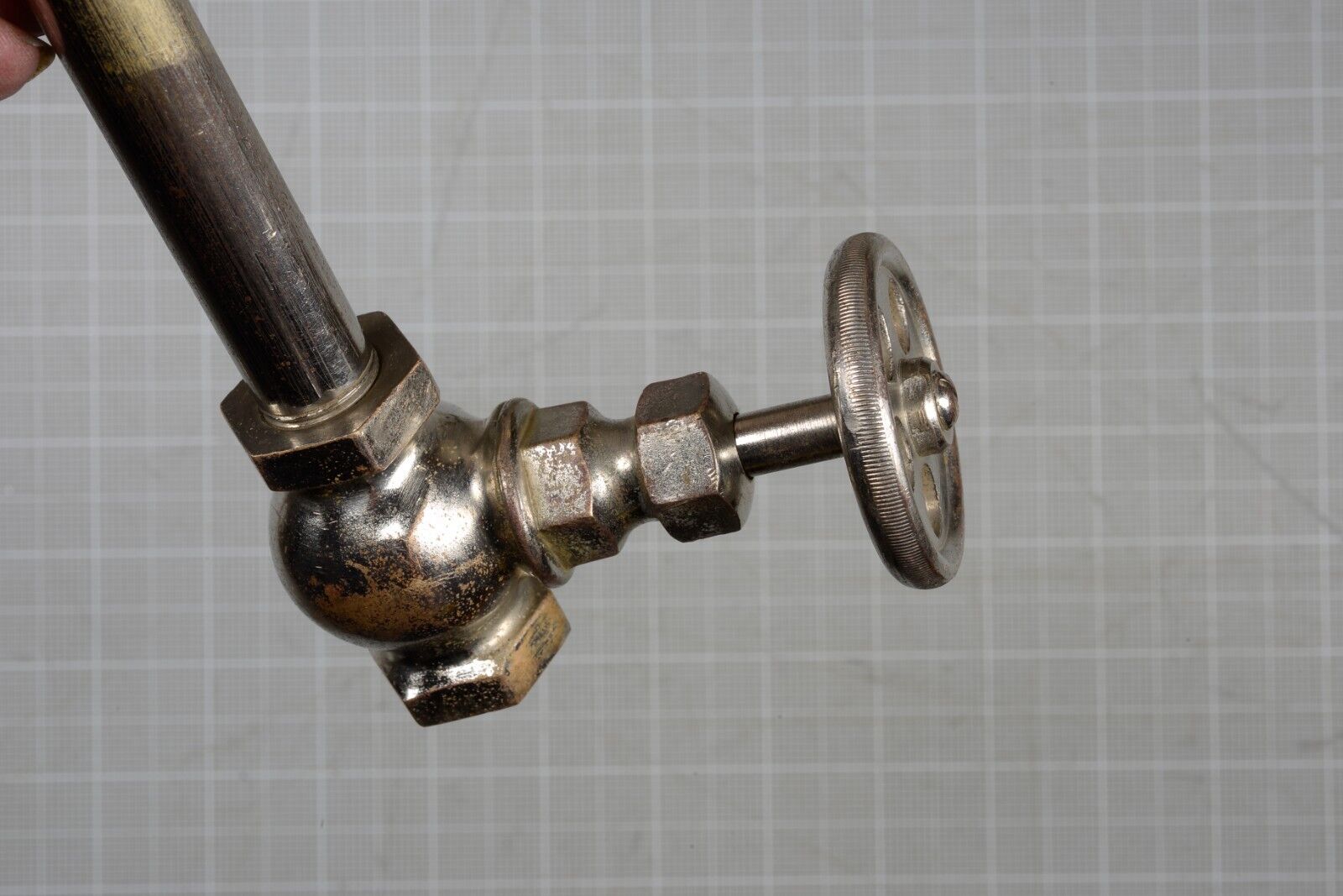 Antique faucet shut off angle valve wheel vintage  Victorian  bathroom.